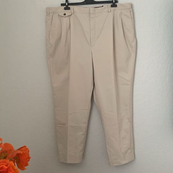 Eddie Bauer Relaxed Fit Wrinkle Resistant Cotton Beige Men’s Pants Size 48 - Picture 1 of 11